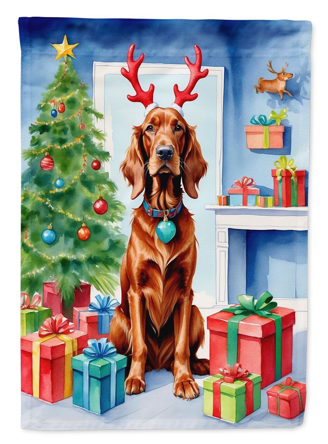 Irish Setter Christmas Reindeer Garden Flag Mailbox Flag Decorative Yard Flag Banner Outside Patio Artwork Yard Flower Beds, Garden Size, Multicolor_maomaolike.com