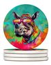 Hippie Animal Rhinoceros Large Sandstone Coasters Pack Of 4 Absorbent Round Coasters Decor Gifts For Men Or Women, 4 In, Multicolor_maomaolike.com