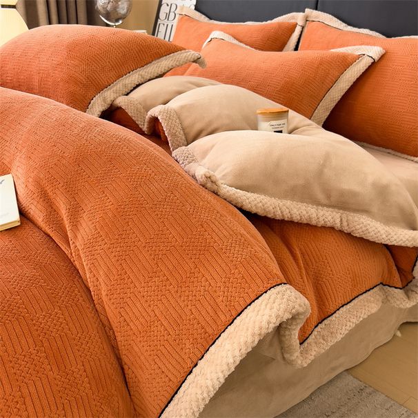 Thickened Warm Milk Bedding Four-Piece Carved Velvet Bed Sheet Duvet Cover Three-Piece Set 2024 New Wholesale_maomaolike.com