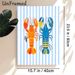 Crayfish Themed Painting Poster, Vibrant Colorful Orange & Blue Crayfish With Striped Backdrop Poster, Playful Coastal-style Decor, Ideal For Kitchen_maomaolike.com