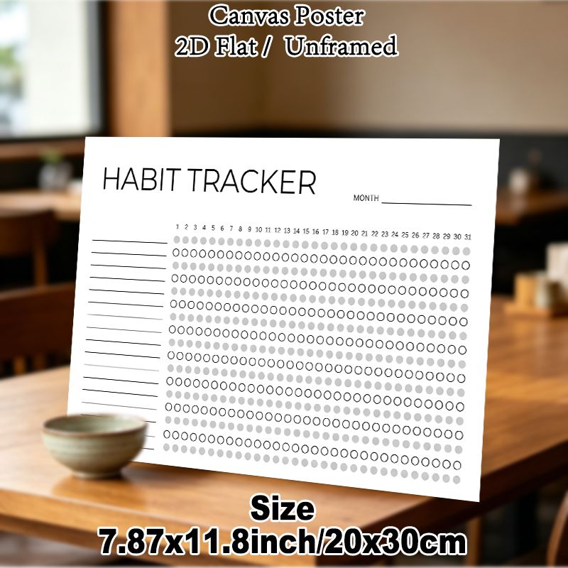 Habit Tracker Painting Poster, Minimalist Monochrome Habit Tracking Poster, Practical Tool To Record Daily Habits, Ideal For Home And Office_maomaolike.com