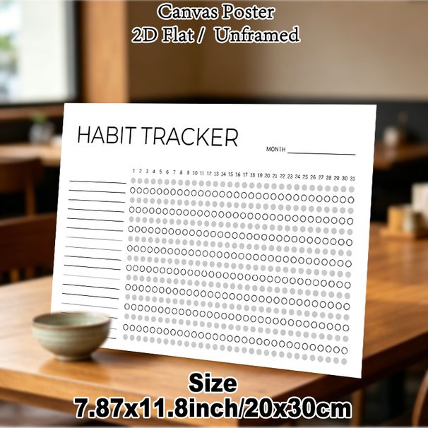 Habit Tracker Painting Poster, Minimalist Monochrome Habit Tracking Poster, Practical Tool To Record Daily Habits, Ideal For Home And Office_maomaolike.com