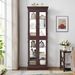 Lighted Glass Curio Display Cabinet,Display Cabinet,Glass Storage Cabinet Glass Wine Cabinet Wood Frame Toy Display For Living Room, Kitchen_maomaolike.com