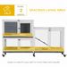 Wooden Rabbit Hutch Bunny Hutch Elevated Pet House Cage Small Animal Habitat With No Leak Tray Lockable Door Openable Top For Rabbits, Chickens, Ducks, Indoor 57.75" X 18" X 32.5" Gray_maomaolike.com