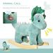 Kids Plush Ride-On Rocking Horse Triceratops-shaped Plush Toy Rocker With Realistic Sounds For Child 36-72 Months Dark Green_maomaolike.com
