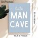 Little Man Cave Typographic Painting Poster, Soft Blue Minimalist Lettering Poster, Simple Warm Wall Decor For Bedroom, Lounge Space_maomaolike.com