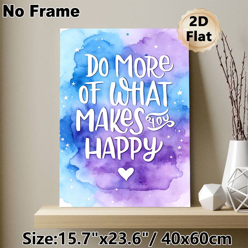 Inspirational Quote Painting Poster, Soft Watercolor Blue-purple Gradient With Stars And Heart Poster, Uplifting Motivational Decor Ideal For Bedroom_maomaolike.com