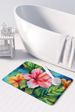 Hawaii Hawaiian Hibiscus In Watercolor Memory Foam Kitchen Mat Machine Washable Anti-Fatigue Mat Cushion Comfort Bath Mat Or Kitchen Rug_maomaolike.com