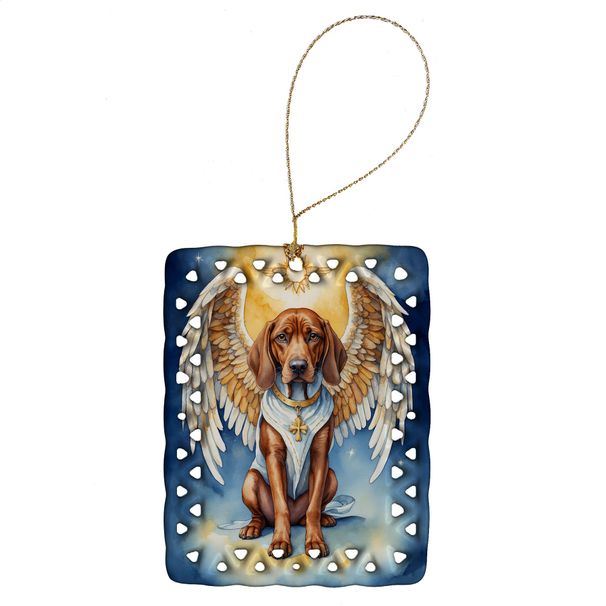 Redbone Coonhound My Angel Porcelain Ornament Christmas Tree Hanging Decorations For Home Christmas Holiday, Rectangle, Gift, Multicolor_maomaolike.com