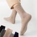 Thick Socks Men's Wool Socks Autumn and Winter Double Needle Vertical Strip Mid-length Socks Cotton Warm Business Loose Sleeping Socks for Men_maomaolike.com
