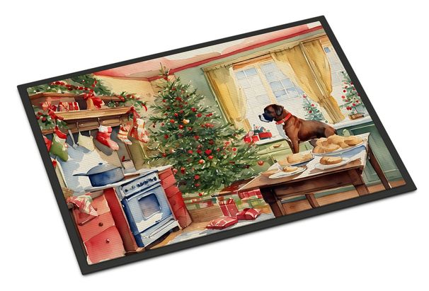 Boxer Christmas Cookies Doormat Front Door Mat Indoor Outdoor Rugs For Entryway, Non Slip Washable Low Pile, 24H X 36W_maomaolike.com