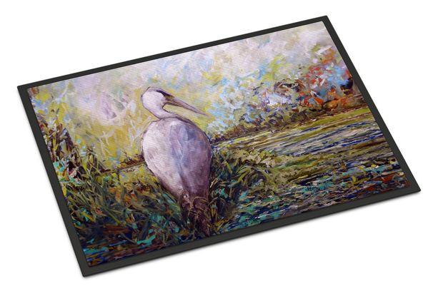Heron In The Swamp Doormat Front Door Mat Indoor Outdoor Rugs For Entryway, Non Slip Washable Low Pile, 24H X 36W_maomaolike.com
