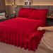 Winter Warm Baby Quilted Lace Skirt Single Piece Infant Thickened Coral Fleece 1.68m Bed Mat Cover_maomaolike.com