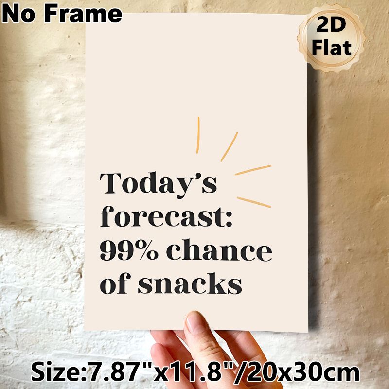 Snack Forecast Painting Poster, Minimalist Typographic Slogan Poster, Lighthearted Humorous Design Brings Playful Vibe, Ideal For Kitchen, Dining Room_maomaolike.com