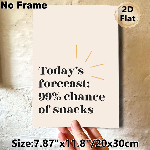 Snack Forecast Painting Poster, Minimalist Typographic Slogan Poster, Lighthearted Humorous Design Brings Playful Vibe, Ideal For Kitchen, Dining Room_maomaolike.com