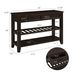 Retro Design Console Table With Two Open Shelves, Pine Solid Wood Frame And Legs For Living Room_maomaolike.com