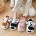Women's Winter Warm Cartoon Cow Closed Toe Non Slip Furry House Shoes Women Indoor Bedroom Thick Sole Plush Slippers_maomaolike.com