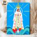 Our Lady Of The Sea Painting Poster, Vibrant Graphic Style Poster, Serene Religious Artwork Featuring Crowned Virgin With Rosary Standing On Waves_maomaolike.com