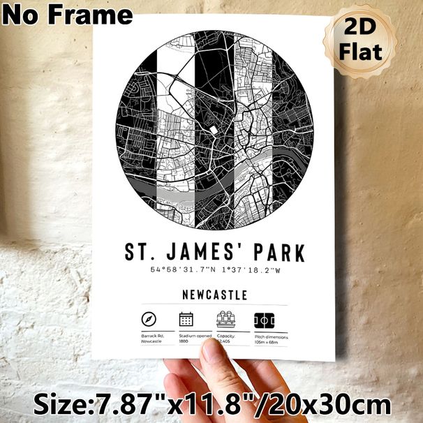 St. James' Park Map Painting Poster, Sleek Black & White Stadium Area Map Poster, Featuring Detailed Venue Specs, Perfect Wall Decor For Living Room_maomaolike.com
