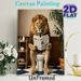 Anthropomorphic Lion Reading Newspaper Painting Poster, Whimsical Humorous Bathroom Scene Poster, Playful Quirky Decor Ideal For Bathroom, Living Room_maomaolike.com