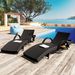 80'' Outdoor Wicker Chaise Lounge Chairs Set Of 2, Patio Rattan Reclining Chair Pull-out Side Table Adjustable Backrest Ergonomic Wave Design Pool Sunbathing Recliners_maomaolike.com