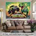 Dinosaur Monster Truck Birthday Banner - 2D Flat Polyester Backdrop With Happy Birthday Text, Green Orange, Wall Hanging Photo Props, Party Decor_maomaolike.com
