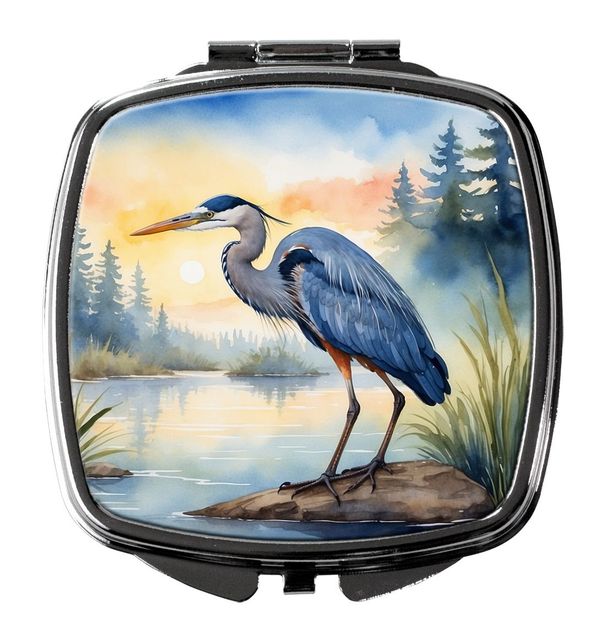 Blue Heron Emerging As The Day Fades Compact Mirror Decorative Travel Makeup Mirror For Women Girls Gifts Pocket Makeup Mirror Folding Handheld_maomaolike.com