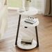 Small Round Side Table With 3-Tier Storage - White Black End Table, Sturdy Metal Frame Nightstand, Compact Couch Table For Bedroom Living Room_maomaolike.com