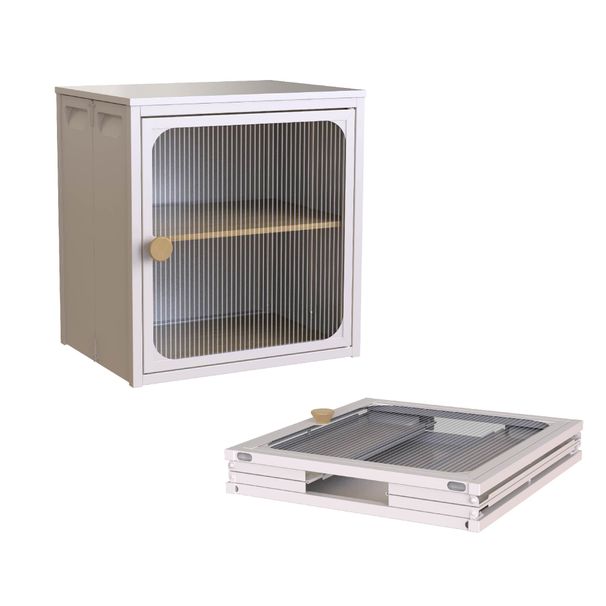 Single Sturdy & Convenient Foldable Cabinet, Durable Steel-Wood Combo With Anti-Slip Design & Quick Fold & Install, Easy To DIY Storage Container With Door, White_maomaolike.com