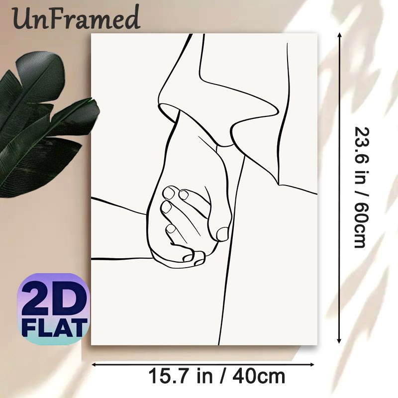 Holding Hands Painting Poster, Minimalist Single-line Art Poster, Elegant Intertwined Hands Design, Suitable For Bedroom And Living Room Wall_maomaolike.com