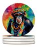 Hippie Animal Chimpanzee Large Sandstone Coasters Pack Of 4 Absorbent Round Coasters Decor Gifts For Men Or Women, 4 In, Multicolor_maomaolike.com