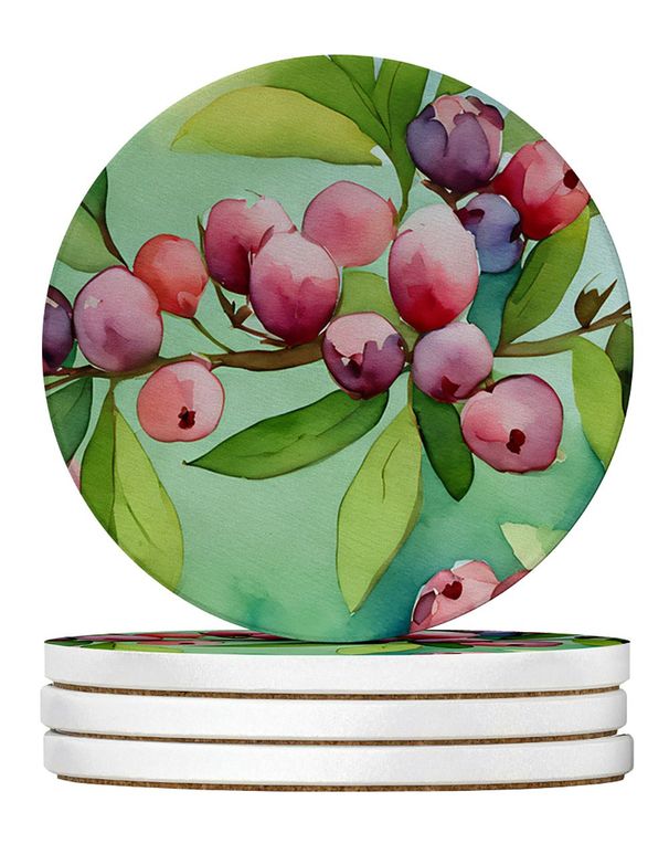 Connecticut Mountain Laurels In Watercolor Large Sandstone Coasters Pack Of 4 Absorbent Round Coasters Decor Gifts For Men Or Women, 4 In, Multicolor_maomaolike.com