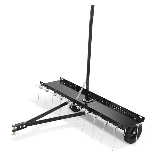 VEVOR Tow Behind Dethatcher, 40-inch Tow Dethatcher With 20 Spring Steel Tines, Lawn Dethatcher Rake For ATV Or Mower, Tow Behind Lawn Rake With Lift Handle For Garden Farm Grass_maomaolike.com