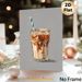Iced Coffee Painting Poster, Warm-toned Stylized Art Poster, Creamy Iced Coffee In Glass With Striped Straw And Heart Outlines, Brings Cozy Vibe_maomaolike.com