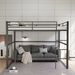 Metal Loft Bed Full Size, Loft Bed Frame With Safety Guard Rails & Flat Ladder, Twin Loft Bed For Kids Teens Adults, Black_maomaolike.com