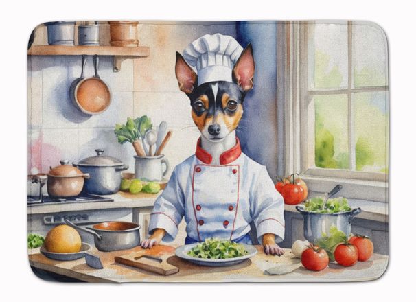 Rat Terrier The Chef Memory Foam Kitchen Mat Machine Washable Anti-Fatigue Mat Cushion Comfort Bath Mat Or Kitchen Rug_maomaolike.com
