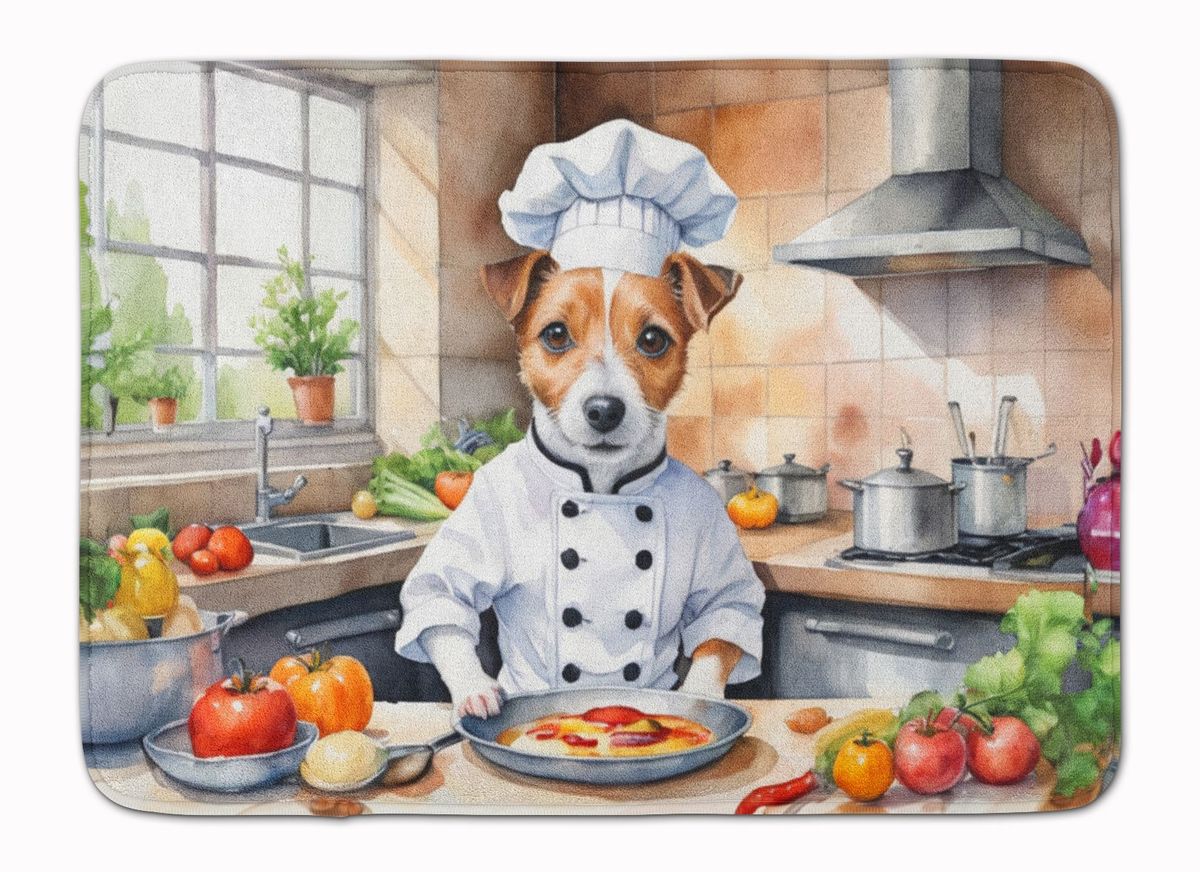 Jack Russell Terrier The Chef Memory Foam Kitchen Mat Machine Washable Anti-Fatigue Mat Cushion Comfort Bath Mat Or Kitchen Rug_maomaolike.com