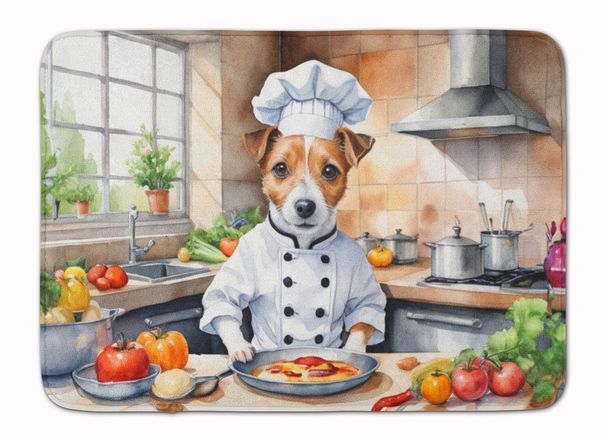Jack Russell Terrier The Chef Memory Foam Kitchen Mat Machine Washable Anti-Fatigue Mat Cushion Comfort Bath Mat Or Kitchen Rug_maomaolike.com