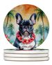 French Bulldog Luau Large Sandstone Coasters Pack Of 4 Absorbent Round Coasters Decor Gifts For Men Or Women, 4 In, Multicolor_maomaolike.com