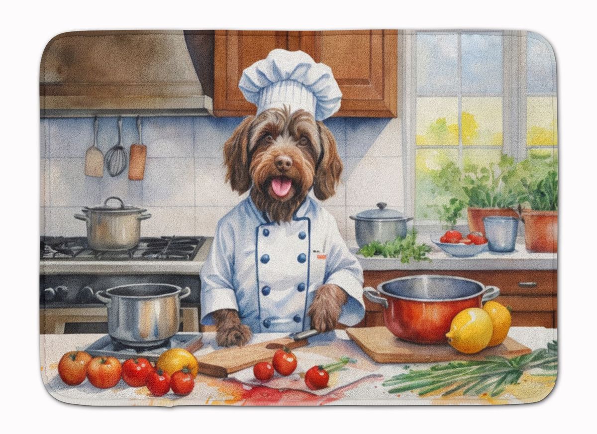 Wirehaired Pointing Griffon The Chef Memory Foam Kitchen Mat Machine Washable Anti-Fatigue Mat Cushion Comfort Bath Mat Or Kitchen Rug_maomaolike.com