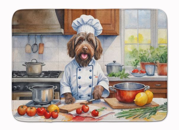 Wirehaired Pointing Griffon The Chef Memory Foam Kitchen Mat Machine Washable Anti-Fatigue Mat Cushion Comfort Bath Mat Or Kitchen Rug_maomaolike.com