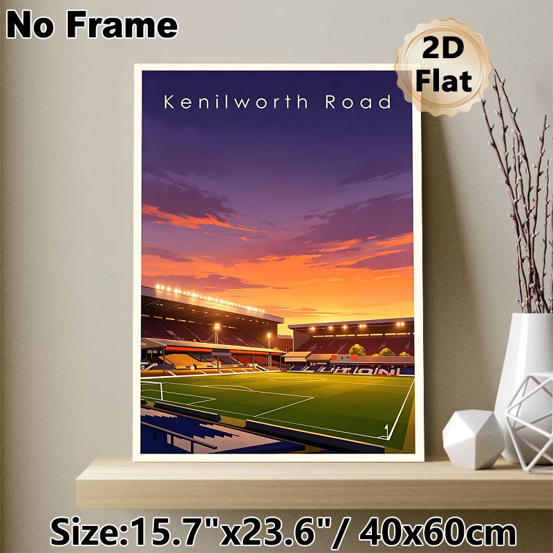 Kenilworth Road Football Stadium Painting Poster, Vibrant Sunset-toned Stylized Stadium Scene Poster, Eye-catching Sports-themed Decor Ideal For Home_maomaolike.com