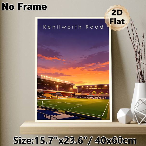 Kenilworth Road Football Stadium Painting Poster, Vibrant Sunset-toned Stylized Stadium Scene Poster, Eye-catching Sports-themed Decor Ideal For Home_maomaolike.com