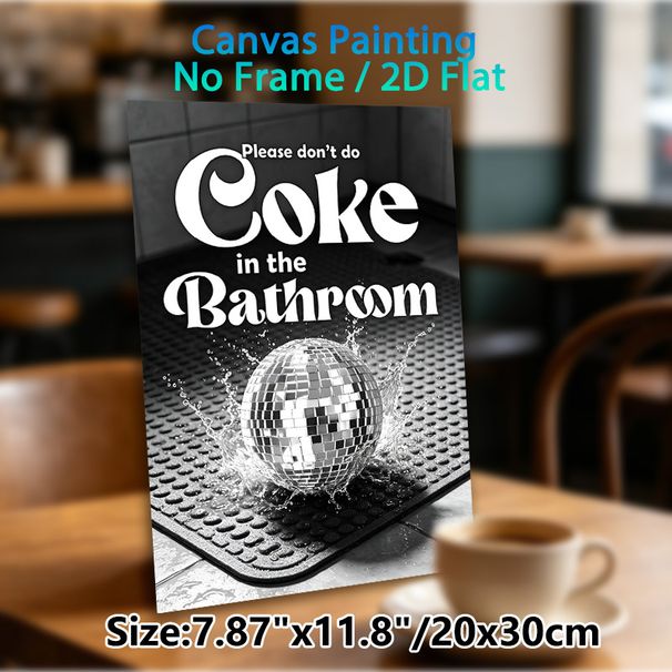Bathroom Humor Disco Ball Painting Poster, Monochrome Witty Quote & Splashy Disco Ball Poster, Playful Decorative Piece For Bathroom Wall Decor_maomaolike.com