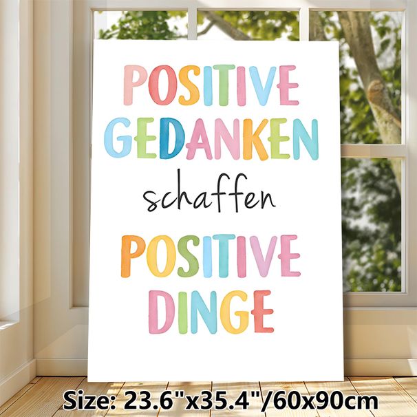 Positive Thoughts Affirmation Painting Poster, Pastel Watercolor Colorful Typographic Poster, Uplifting Inspirational Decor For Home Office, Living_maomaolike.com