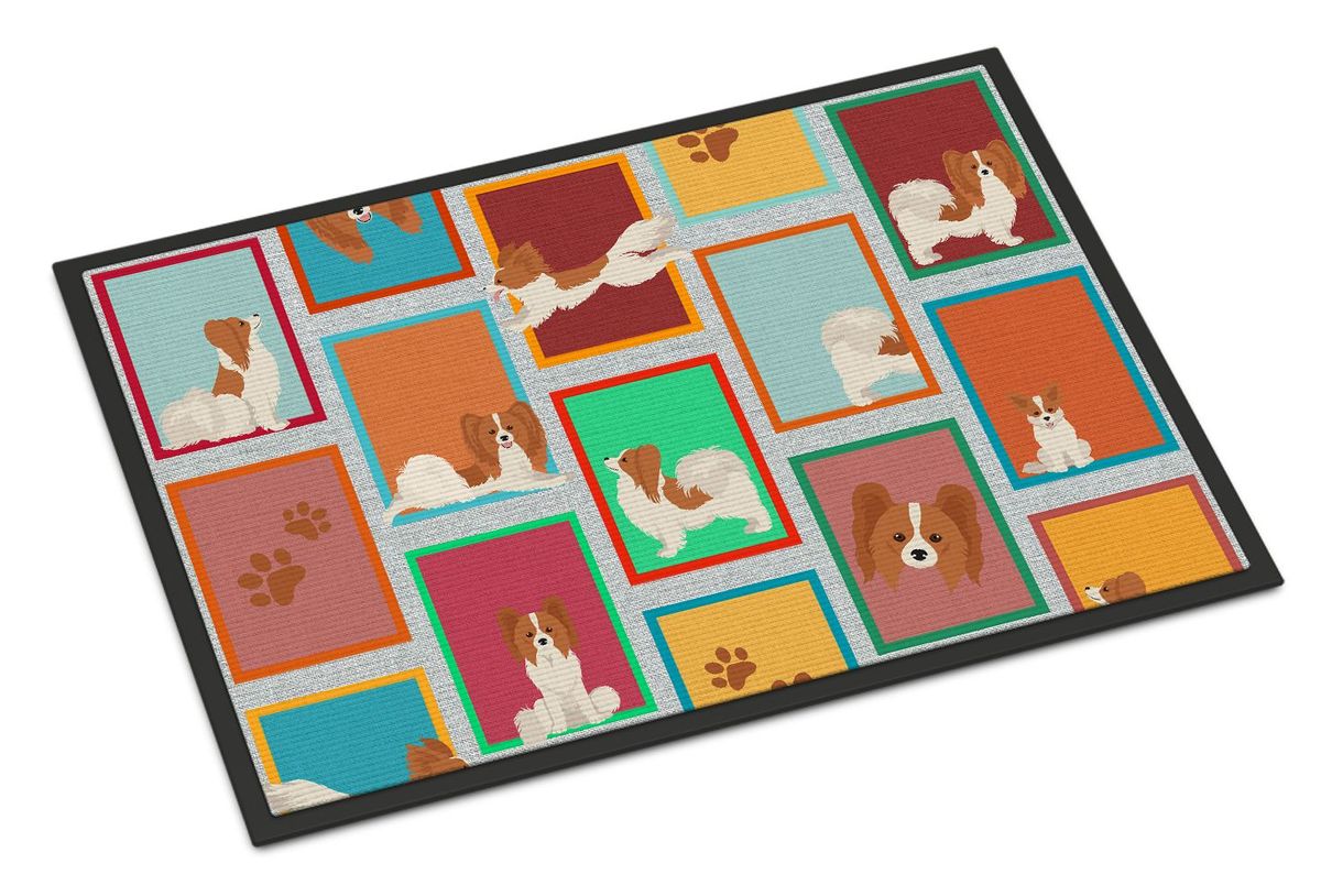 Lots Of Red And White Papillon Doormat Front Door Mat Indoor Outdoor Rugs For Entryway, Non Slip Washable Low Pile, 24H X 36W_maomaolike.com