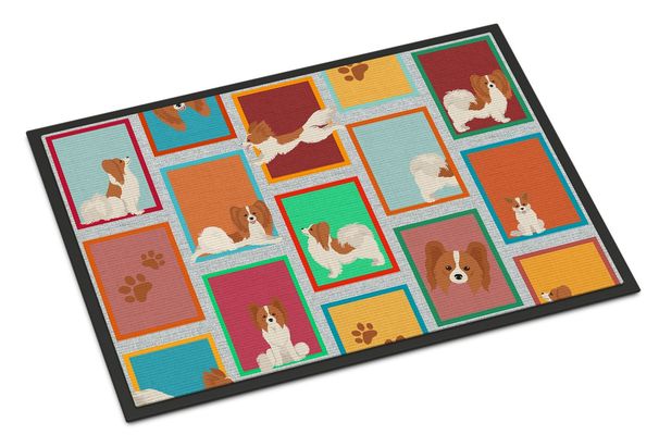 Lots Of Red And White Papillon Doormat Front Door Mat Indoor Outdoor Rugs For Entryway, Non Slip Washable Low Pile, 24H X 36W_maomaolike.com