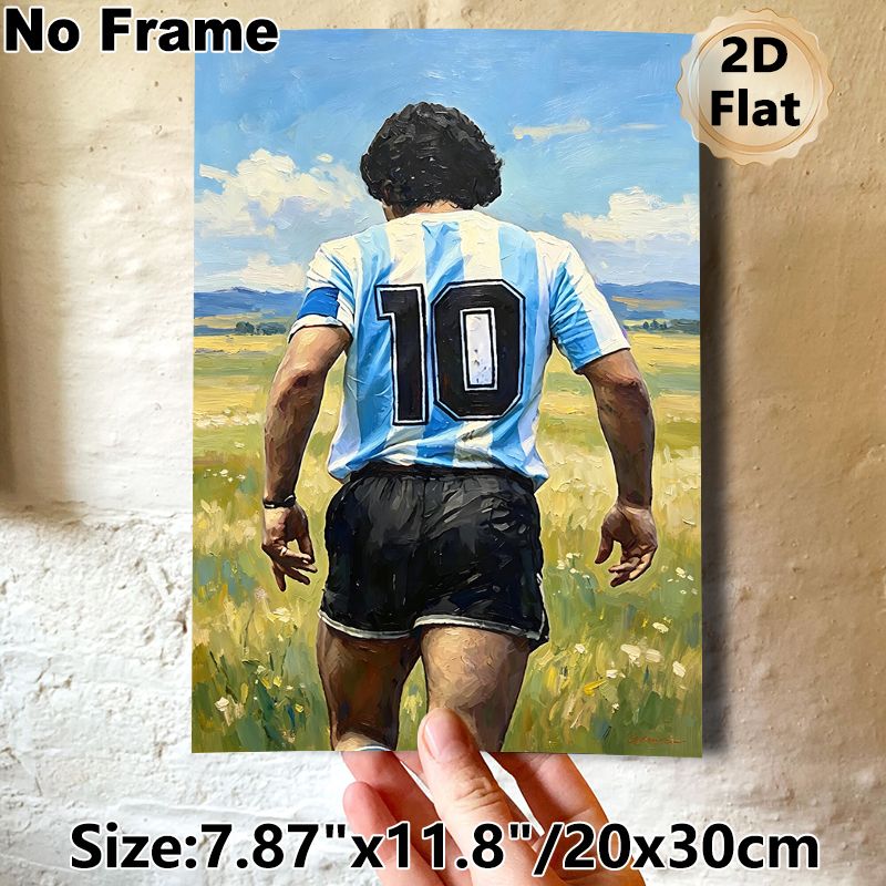 Soccer Player #10 Jersey Painting Poster, Vibrant Impasto Style Athlete In Open Field Poster, Artistic Sports-themed Wall Decor Ideal For Home, Game_maomaolike.com