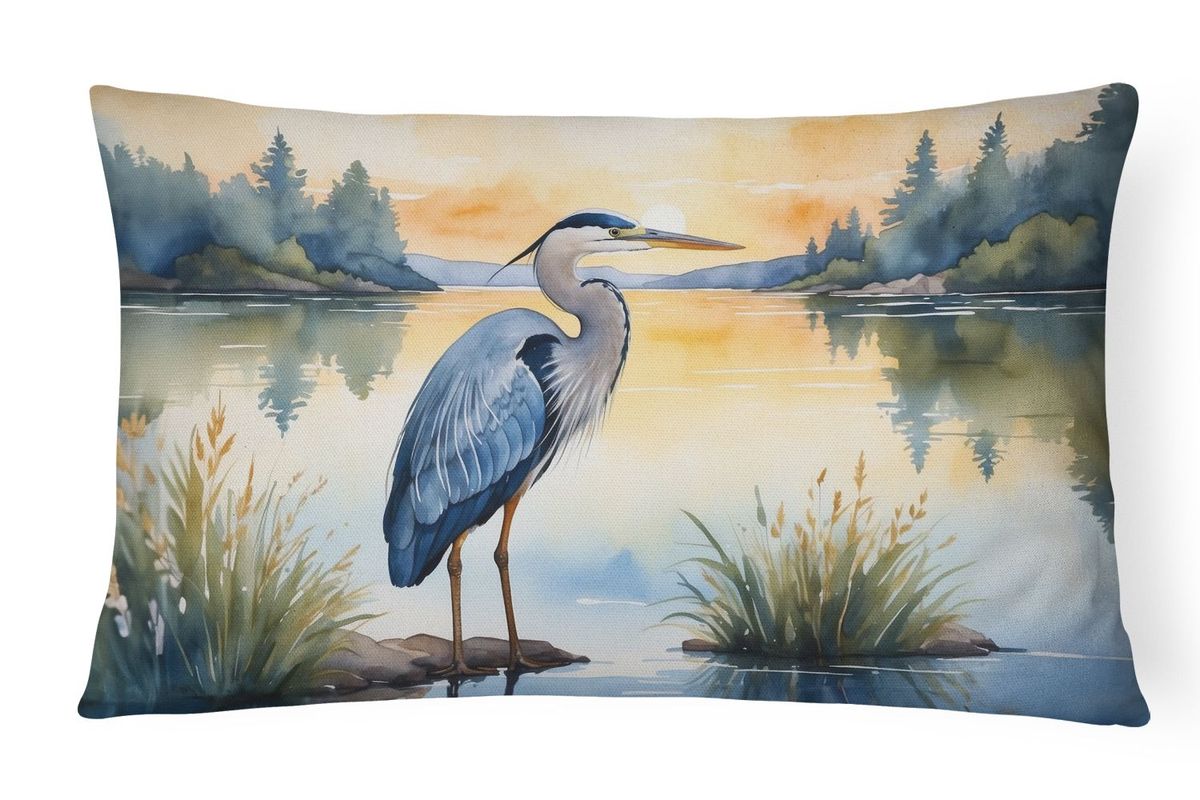 Birds, Birds, Birds Throw Pillow Throw Pillow For Indoor Couch Bed Outdoor Patio Washable, Blue Heron Golden Hour 7497,12Hx16W_maomaolike.com