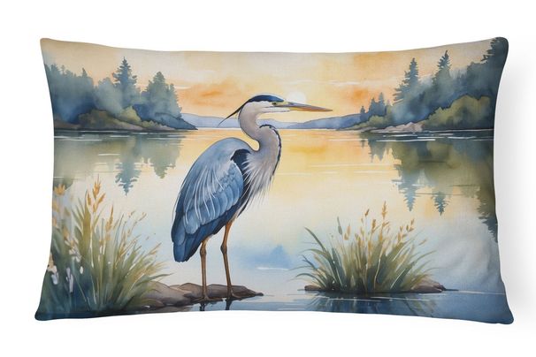 Birds, Birds, Birds Throw Pillow Throw Pillow For Indoor Couch Bed Outdoor Patio Washable, Blue Heron Golden Hour 7497,12Hx16W_maomaolike.com